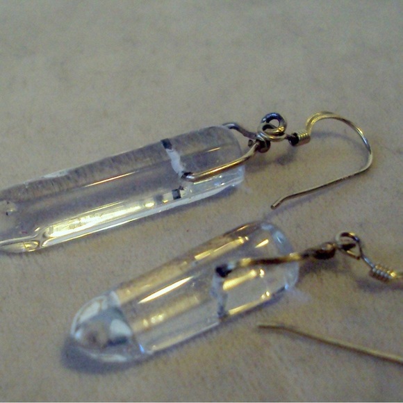 New Quartz Crystal Dagger Earrings Sterling Silver Leverbacks - Picture 2 of 3